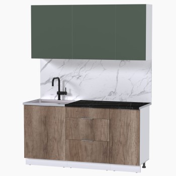 Набор корпусной мебели для кухни " Микс Топ-2" дымчато зеленый/ дуб каньон/тунис