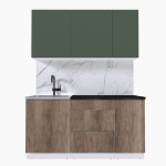 Набор корпусной мебели для кухни " Микс Топ-2" дымчато зеленый/ дуб каньон/тунис