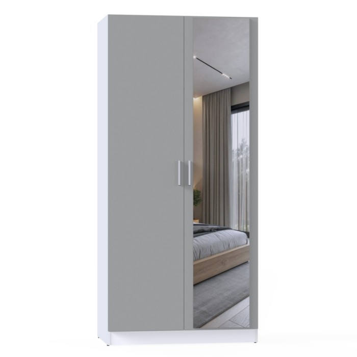 Шкаф для одежды МР-07 (580, 1 зеркало ) шиншилла серая