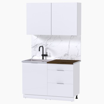 Набор корпусной мебели для кухни " Микс Топ-1" белый премиум/дуб флагстаф темный