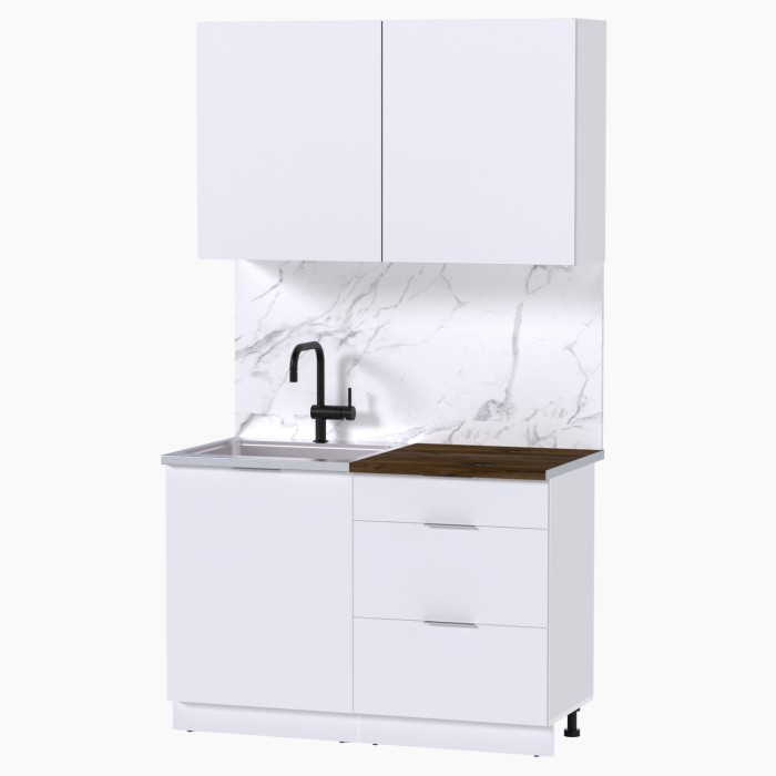 Набор корпусной мебели для кухни " Микс Топ-1" белый премиум/дуб флагстаф темный