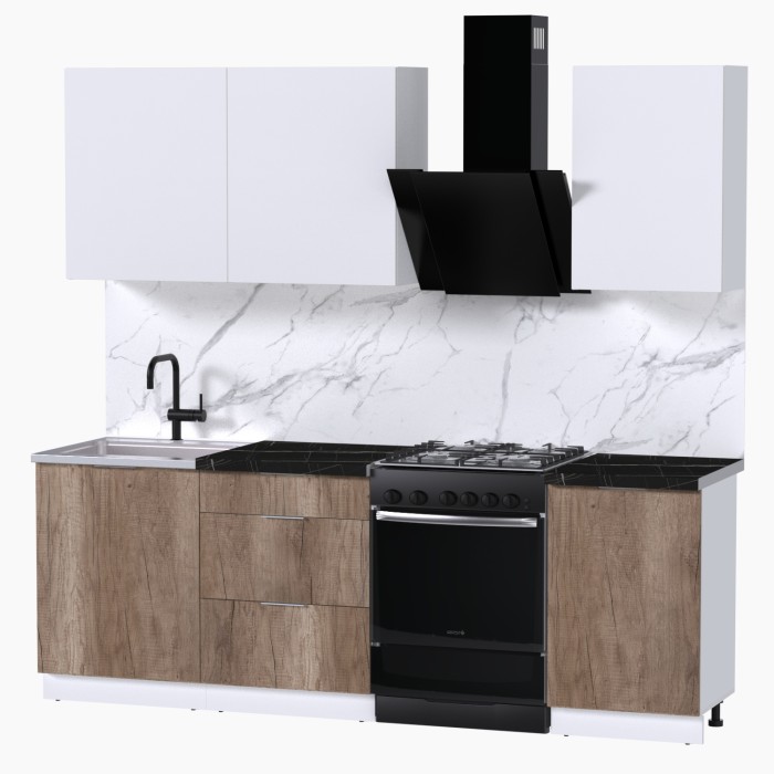 Набор корпусной мебели для кухни " Микс Топ-3" белый премиум/дуб каньон/тунис