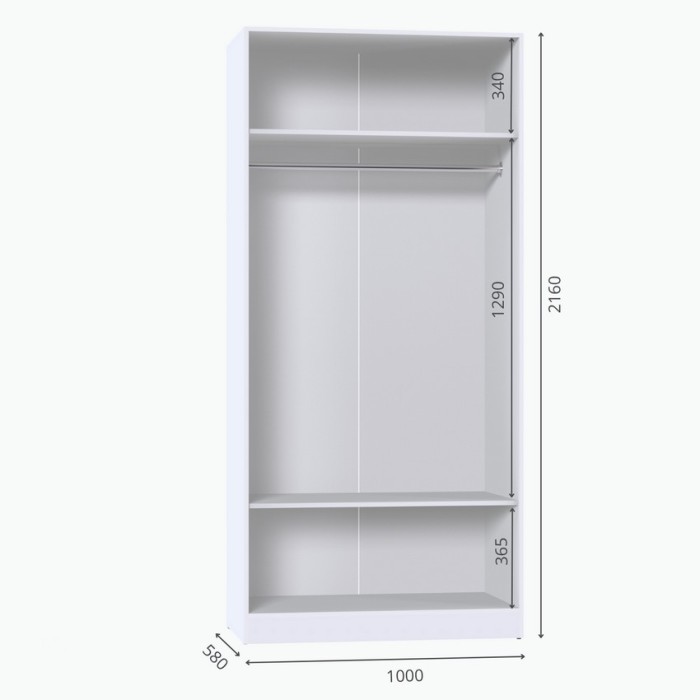 Шкаф для одежды МР-26 (580, 1 зеркало ) белый премиум