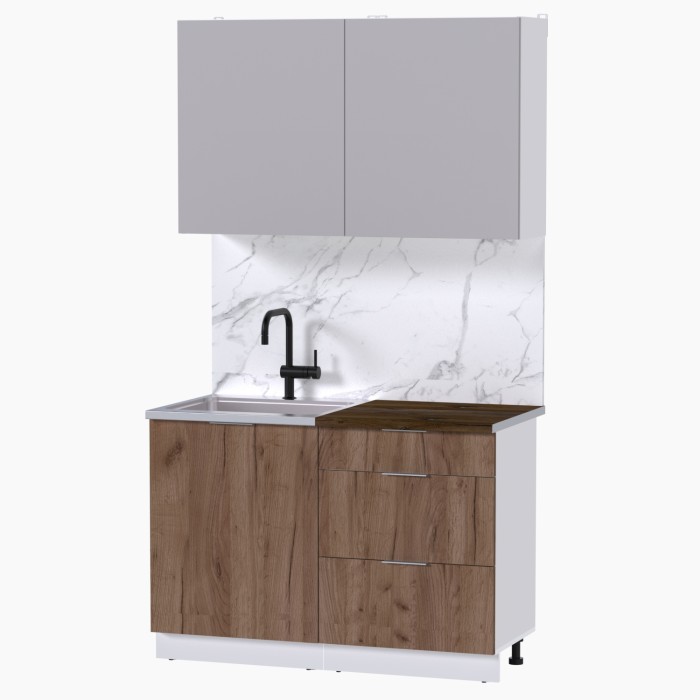 Набор корпусной мебели для кухни " Микс Топ-1" кашемир/дуб крафт табачный/дуб флагстаф темный