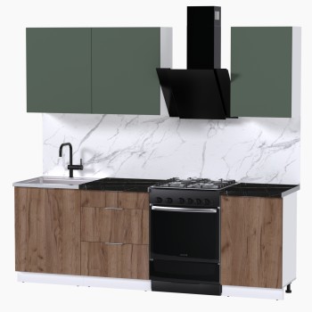 Набор корпусной мебели для кухни " Микс Топ-3" дымчато зеленый/ дуб крафт табачный/тунис