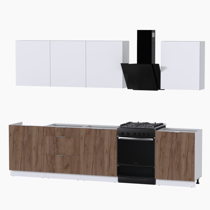 Набор корпусной мебели для кухни " Микс Топ-8" белый премиум/дуб крафт табачный