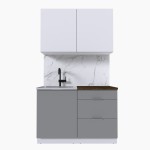 Набор корпусной мебели для кухни " Микс Топ-1" белый премиум/шиншилла серая/дуб флагстаф темный