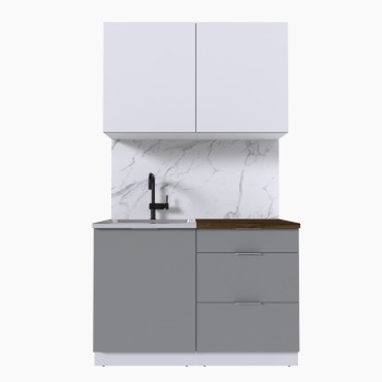 Набор корпусной мебели для кухни " Микс Топ-1" белый премиум/шиншилла серая/дуб флагстаф темный