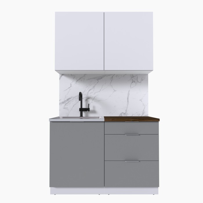 Набор корпусной мебели для кухни " Микс Топ-1" белый премиум/шиншилла серая/дуб флагстаф темный