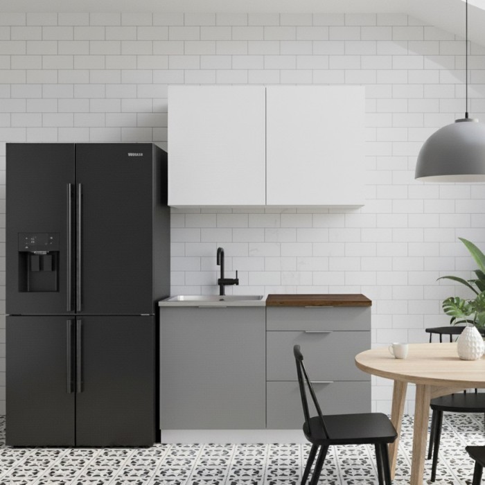 Набор корпусной мебели для кухни " Микс Топ-1" белый премиум/шиншилла серая/дуб флагстаф темный