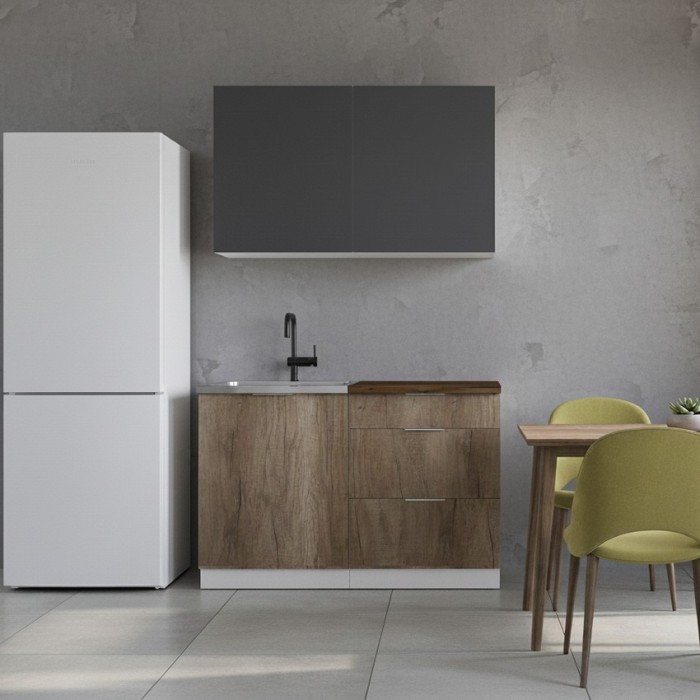 Набор корпусной мебели для кухни " Микс Топ-1" графит серый/дуб каньон/дуб флагстаф темный