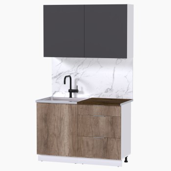 Набор корпусной мебели для кухни " Микс Топ-1" графит серый/дуб каньон/дуб флагстаф темный