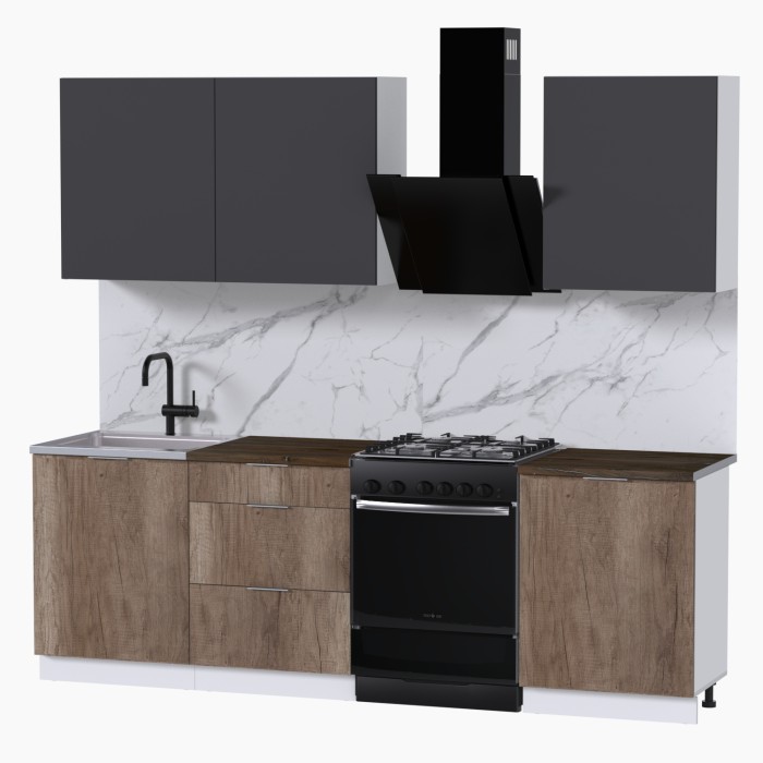 Набор корпусной мебели для кухни " Микс Топ-4" графит серый/дуб каньон/дуб флагстаф темный