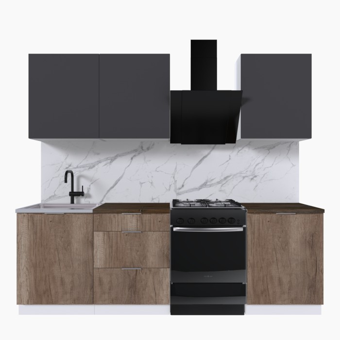 Набор корпусной мебели для кухни " Микс Топ-4" графит серый/дуб каньон/дуб флагстаф темный