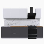 Набор корпусной мебели для кухни " Микс Топ-7" белый премиум/ графит серый/дуб вотан