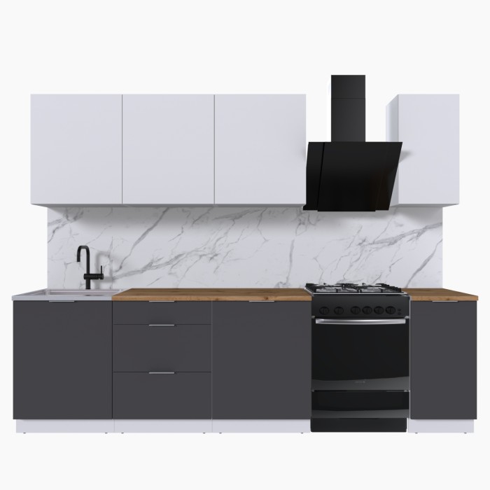 Набор корпусной мебели для кухни " Микс Топ-7" белый премиум/ графит серый/дуб вотан