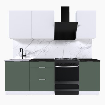 Набор корпусной мебели для кухни " Микс Топ-3" белый премиум/дымчато зеленый/тунис