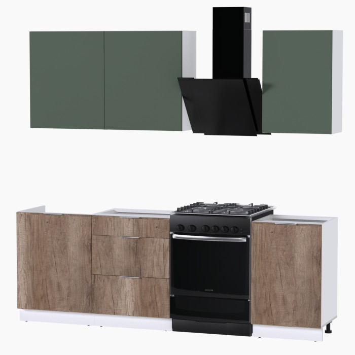 Набор корпусной мебели для кухни " Микс Топ-3" дымчато зеленый/ дуб каньон