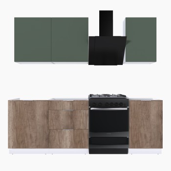 Набор корпусной мебели для кухни " Микс Топ-3" дымчато зеленый/ дуб каньон