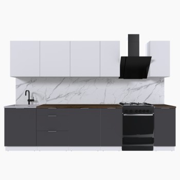 Набор корпусной мебели для кухни " Микс Топ-9" белый премиум/графит серый/дуб флагстаф темный