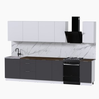 Набор корпусной мебели для кухни " Микс Топ-9" белый премиум/графит серый/дуб флагстаф темный