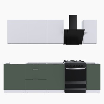 Набор корпусной мебели для кухни " Микс Топ-6" белый премиум/дымчато зеленый