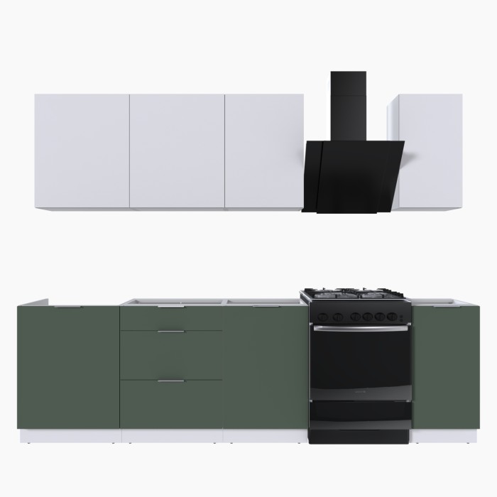 Набор корпусной мебели для кухни " Микс Топ-6" белый премиум/дымчато зеленый