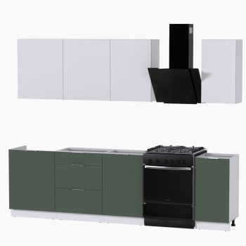 Набор корпусной мебели для кухни " Микс Топ-6" белый премиум/дымчато зеленый