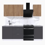 Набор корпусной мебели для кухни " Микс Топ-3" дуб крафт золотой/графит серый/мрамор лацио белый