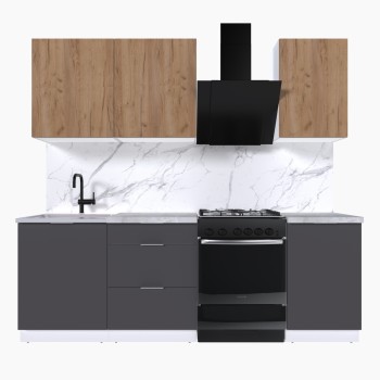 Набор корпусной мебели для кухни " Микс Топ-3" дуб крафт золотой/графит серый/мрамор лацио белый