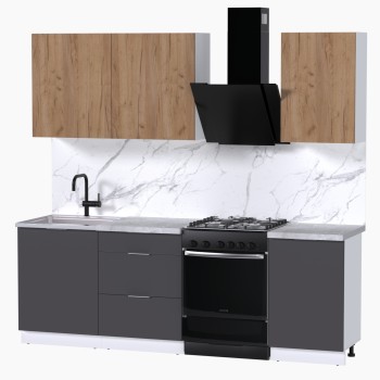 Набор корпусной мебели для кухни " Микс Топ-3" дуб крафт золотой/графит серый/мрамор лацио белый