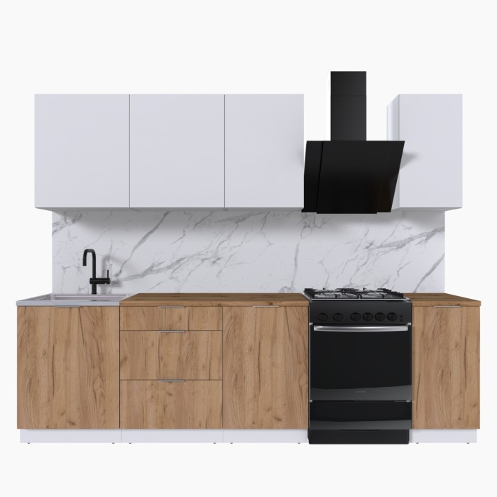 Набор корпусной мебели для кухни " Микс Топ-6" белый премиум/дуб крафт золотой/дуб вотан