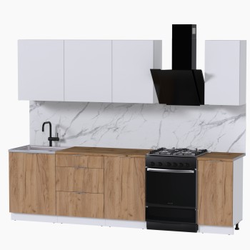 Набор корпусной мебели для кухни " Микс Топ-6" белый премиум/дуб крафт золотой/дуб вотан