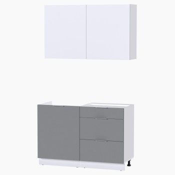 Набор корпусной мебели для кухни " Микс Топ-1" белый премиум/шиншилла серая