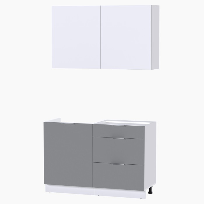 Набор корпусной мебели для кухни " Микс Топ-1" белый премиум/шиншилла серая