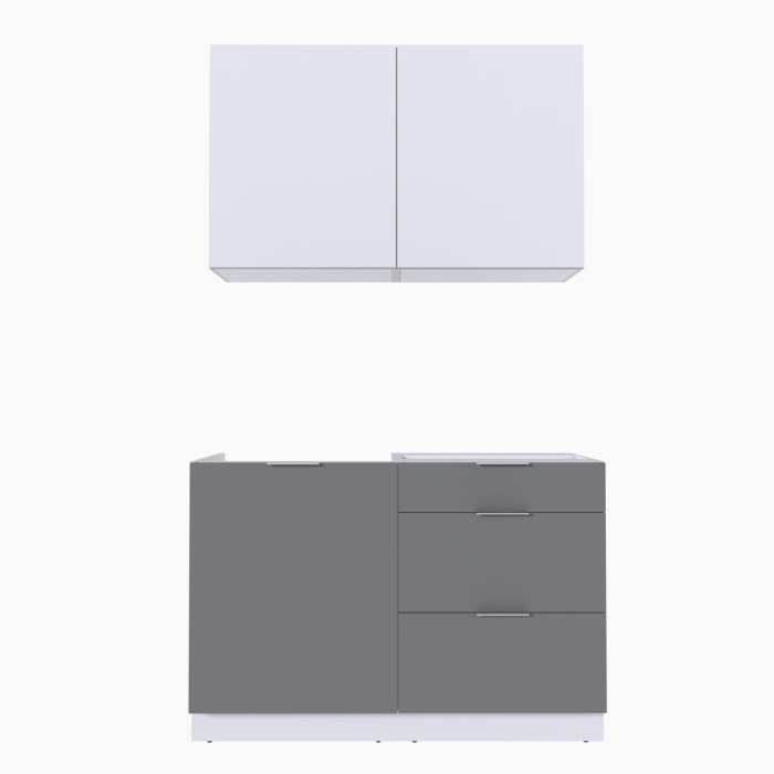 Набор корпусной мебели для кухни " Микс Топ-1" белый премиум/шиншилла серая
