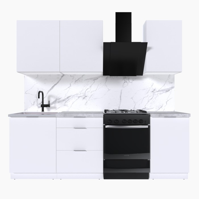 Набор корпусной мебели для кухни " Микс Топ-3" белый премиум/мрамор лацио белый