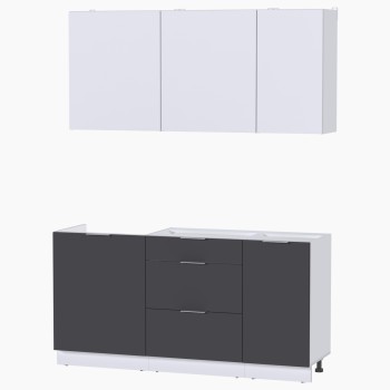 Набор корпусной мебели для кухни " Микс Топ-2" белый премиум/ графит серый