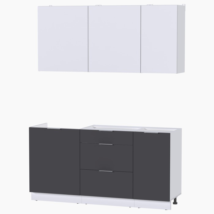 Набор корпусной мебели для кухни " Микс Топ-2" белый премиум/ графит серый