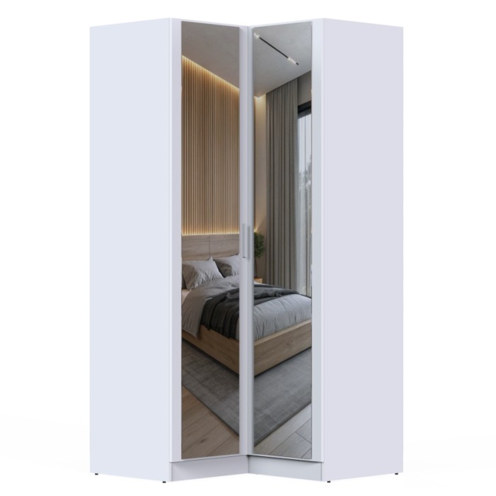 Шкаф для одежды МР-12 (580, 2 зеркала ) белый премиум