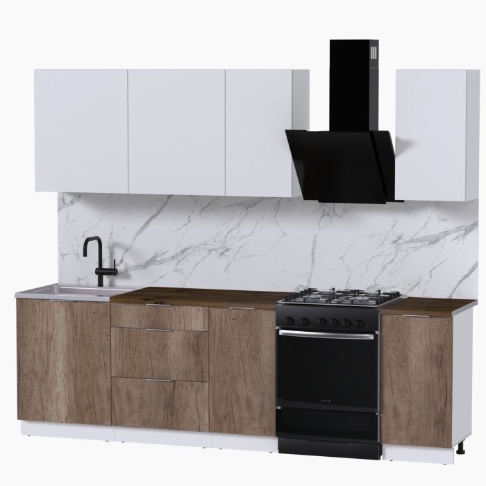 Набор корпусной мебели для кухни " Микс Топ-5" белый премиум/дуб каньон/дуб флагстаф темный