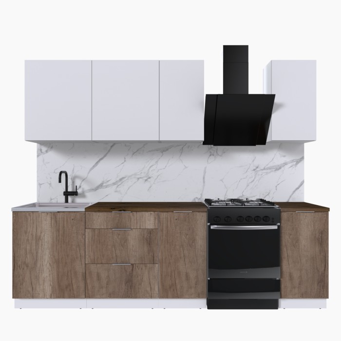 Набор корпусной мебели для кухни " Микс Топ-5" белый премиум/дуб каньон/дуб флагстаф темный