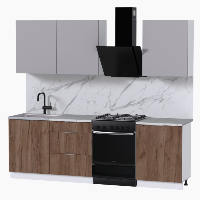 Набор корпусной мебели для кухни " Микс Топ-4" кашемир/дуб крафт табачный/мрамор марквина