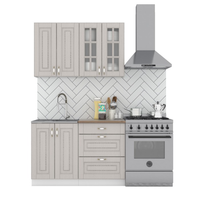 Набор корпусной мебели для кухни " Бостон-1"  ясень капучино софт/дуб вотан