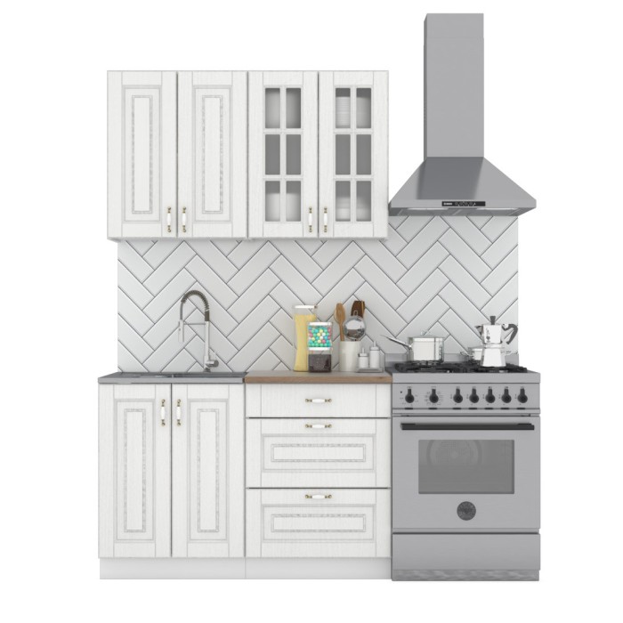 Набор корпусной мебели для кухни " Бостон-1" акация белая /дуб флагстаф темный