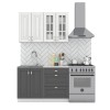 Набор корпусной мебели для кухни " Бостон-1" акация белая /акация графит/мрамор лацио белый