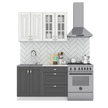 Набор корпусной мебели для кухни " Бостон-1" акация белая /акация графит/мрамор лацио белый